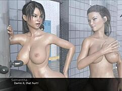 Stepsister and friend suck big cock in game