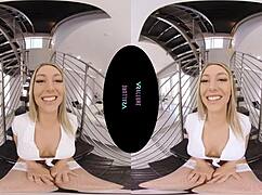 Vrallure: I Wore This Costume Just For You, Kayley Gunner Vibrates Her Boobs In Stockings.