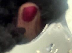 A little 18+ plays with handcuffs, feet, and nylon for a sexy fetish session