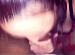 scarlett gives blowjob to monster cock