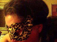 Masked mature woman in costume flashes and sucks off husband during exhibitionist adventure