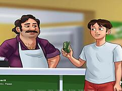 In Summertime Saga, The Teen Feels Overwhelmed By Mommy's Big Cock In This Intense Blowjob Scene.