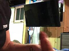 wife gives amateur handjob at home