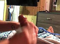 wife gives amateur handjob at home