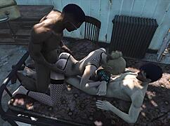 Blonde teen in Fallout 4 katsu threesome gets fucked hard