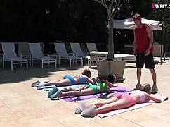 three bffs yoga turns to pounding?