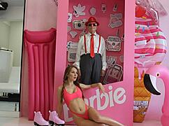 Barbie doll in red lingerie gets handled roughly