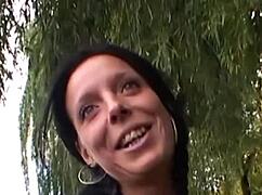 Brunette Feels Intense Pleasure In Outdoor Casting Blowjob