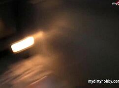 amateur blonde fucks outdoors in the car with cumshot