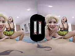 in this frozen cosplay vr adventure, the group dives into hardcore sex with blowjobs and threesomes