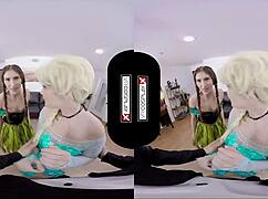 in this frozen cosplay vr adventure, the group dives into hardcore sex with blowjobs and threesomes