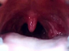 Hungry giantess towers over tiny prey