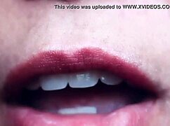 Hungry giantess towers over tiny prey