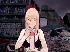 denji from chainsaw man gets blowjob and handjob in koikatsu hentai