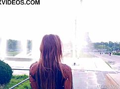 Melena maria rya enjoys public outdoor time in paris