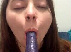 She sticks a dildo up her ass on webcam for anal fun