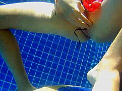 i stuff three panties in my pussy and fuck dildo in public pool