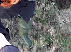 Redhead In Mask And Boots Outdoors