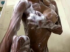 Unbelievable Sight of Silicone Big Tits in Homemade Shower Scene