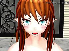 mmd red hair elf girl