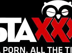 hot brunette babe gets her pussy and ass filled with a monster cock, sucking and fucking hard