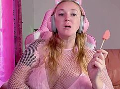 Lollipop Sucking And Licking With Big Tits