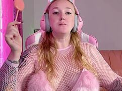 Lollipop Sucking And Licking With Big Tits