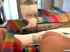 Little Bailey, Kinky Lesbian Teen 18+, Fucks Double-Ended Dildo with Passion