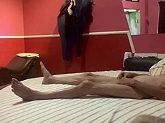 Couple Poses Front And Back In Amateur Photo Session.