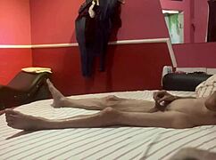 Couple Poses Front And Back In Amateur Photo Session.