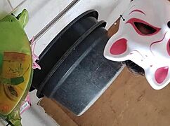 gentle self-massage on ample bosom