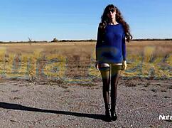 Leggy Brunette Shows Off Her Body!