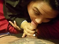 Tattooed Amateur Performs Homemade Blowjob