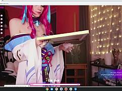 Cosplay slut gets totally nude for you