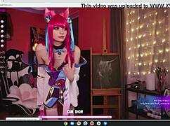 Cosplay slut gets totally nude for you