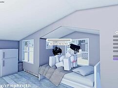 Intensely fucking my hot friend in missionary position for a creampie in Roblox