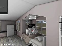 Intensely fucking my hot friend in missionary position for a creampie in Roblox