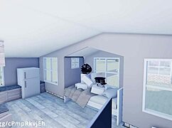 Intensely fucking my hot friend in missionary position for a creampie in Roblox