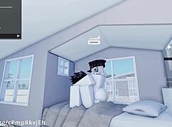Intensely fucking my hot friend in missionary position for a creampie in Roblox
