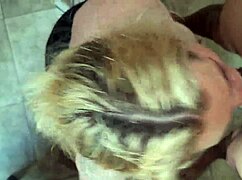 Blonde girlfriend deepthroats cumshot in homemade slut session