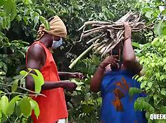 He fills her pussy with cock in outdoor setting, ending in creampie.