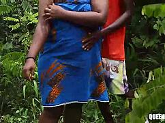 He fills her pussy with cock in outdoor setting, ending in creampie.