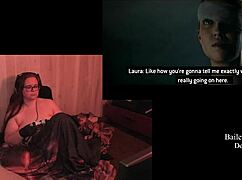 Why is the naked bbw playing quarry with her tattooed ass?