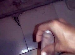 Rico masturbating secretly in the bathroom with a monster cock