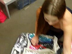 Allison Moore gives a POV blowjob to a huge cock and swallows the load