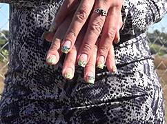 sexy latina milf fingers outdoors publicly