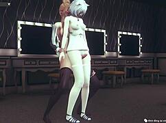 These girls ride with thighjobs in cowgirl style