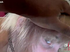 Evie christian screams on obedience bench!