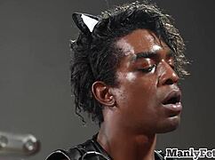 In this casual scene, the IR cosplay bottom gets barebacked by a muscular black stud in leather.