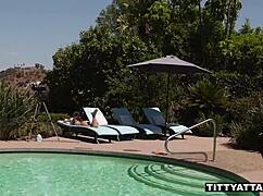 Nina north squirts all over those big tits.